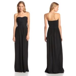 Parker Black Bayou Gown Silk Maxi Dress Solid Black‎ Strapless Structured Size 8